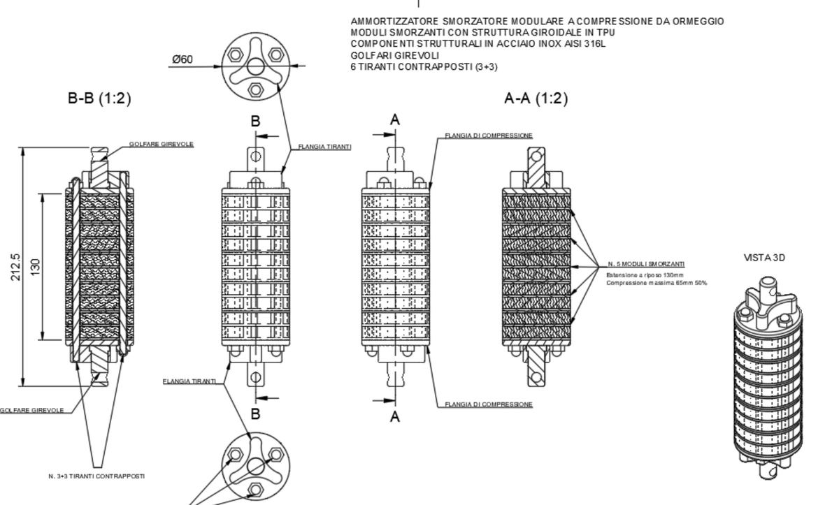 Schizzo tecnico del modulo 3Damper